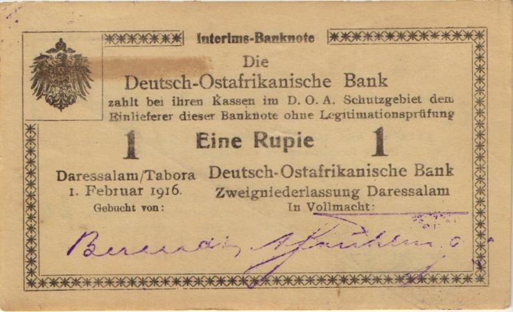 R.928t: Deutsch-Ostafrika 1 Rupie 1916 Z2 (1-) 