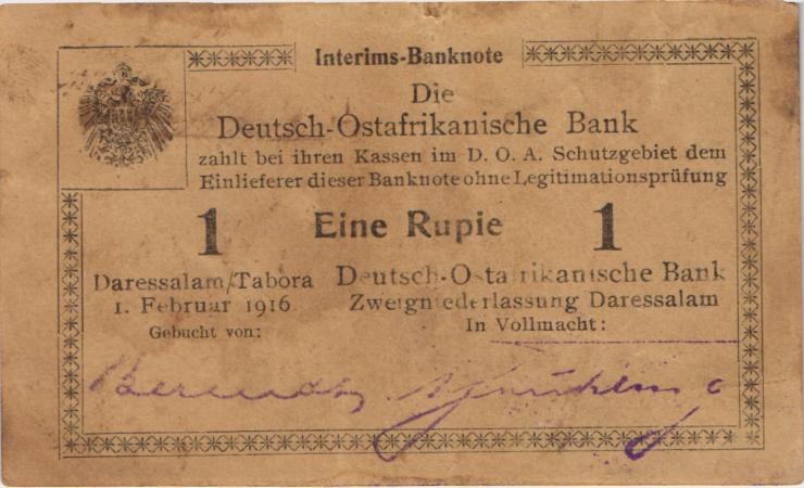 R.929k: Deutsch-Ostafrika 1 Rupie 1916 Q3 (3) 