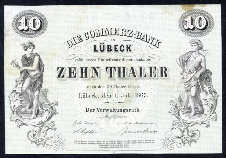 A-145 Lübeck 10 Taler 1865 (1-) 