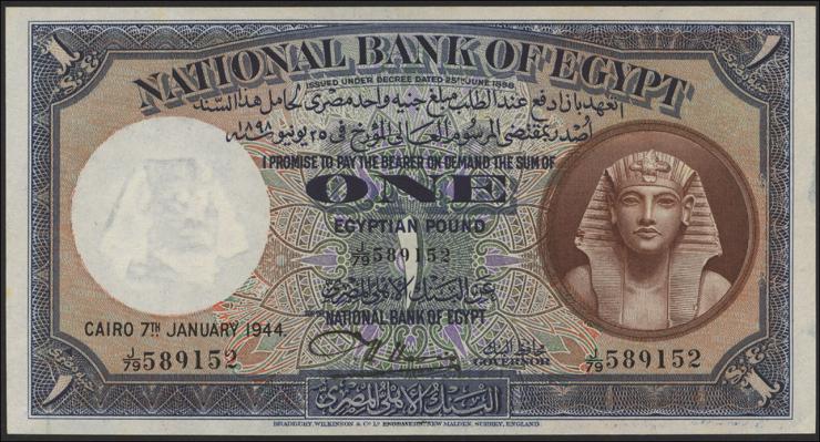 Ägypten / Egypt P.022c 1 Pound 7.1.1944 (1) 