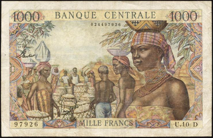 Äquat.-Afrikan.-Staaten P.05h 1000 Francs (1963) (3-) 