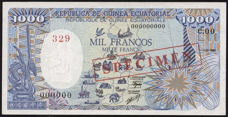 Äquatorial-Guinea P.21s 1000 Francs 1985 (1) Specimen 