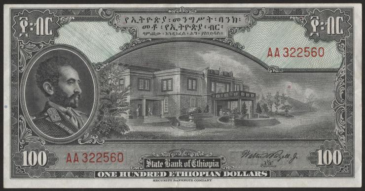 Äthiopien / Ethiopia P.16c 100 Dollars (1945) (2) 