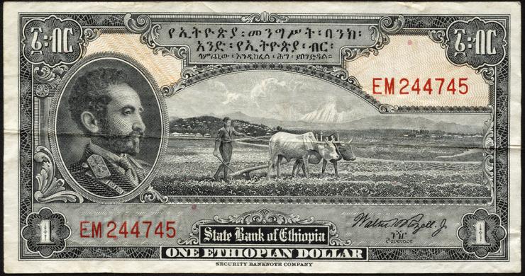 Äthiopien / Ethiopia P.12c 1 Dollar (1945) (3) 