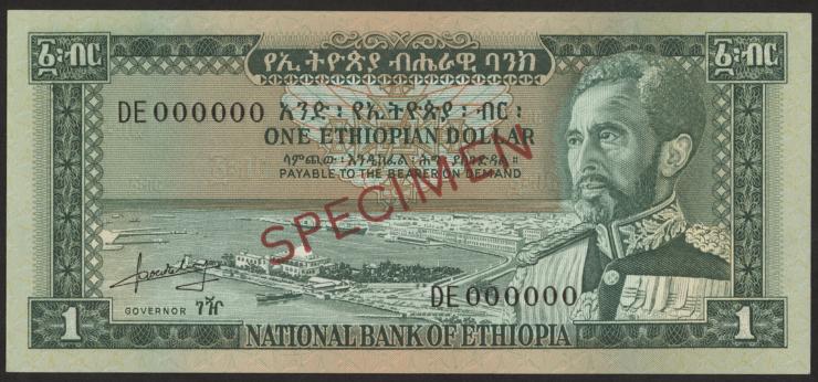 Äthiopien / Ethiopia P.25s 1 Dollar (1966) Specimen (1) 