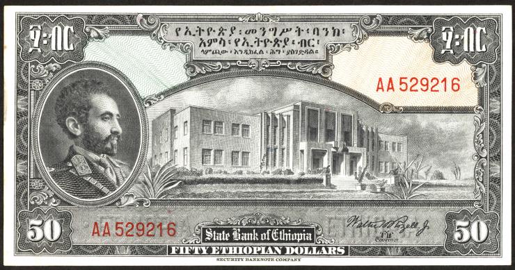 Äthiopien / Ethiopia P.15c 50 Dollars (1945) (2) 