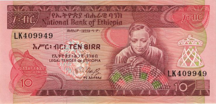 Äthiopien / Ethiopia P.43a 10 Birr (1991) (1) 