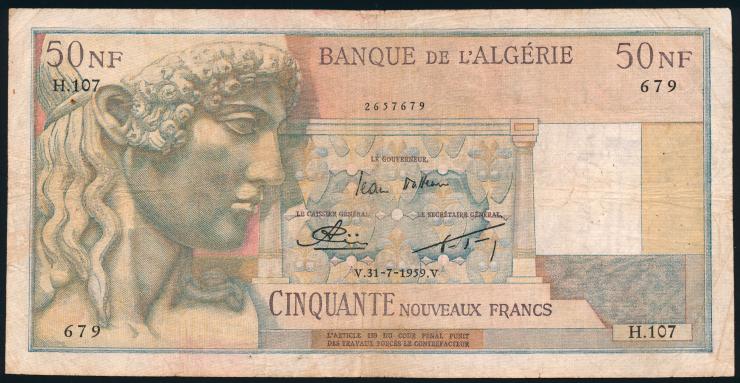 Algerien / Algeria P.120a 50 Neue Francs 31.07.1959 (3-) 