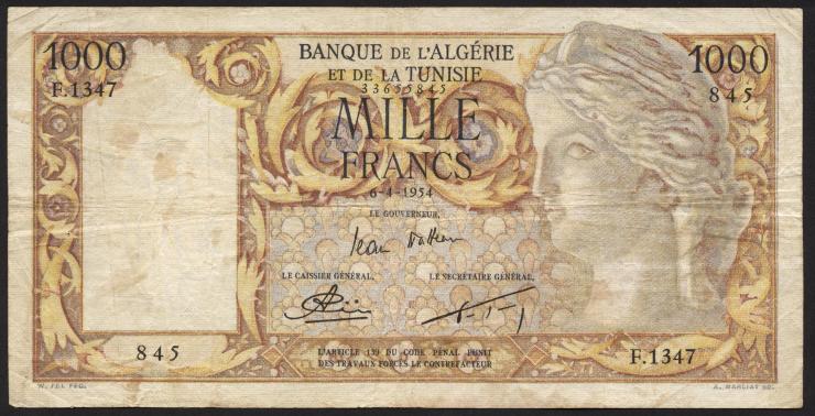 Algerien / Algeria P.107b 1000 Francs 1954 (4) 