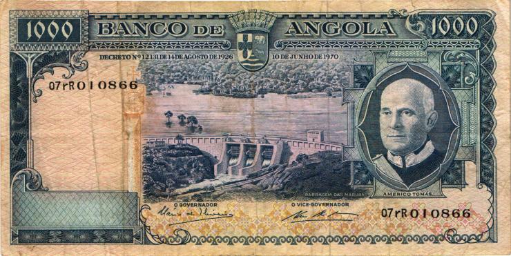 Angola P.098 1000 Escudos 1970 (3-) 
