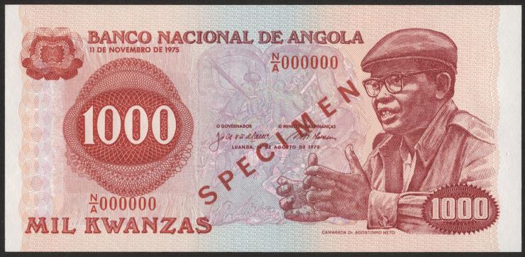 Angola P.113s 1000 Kwanzas 1976 Specimen (1) 