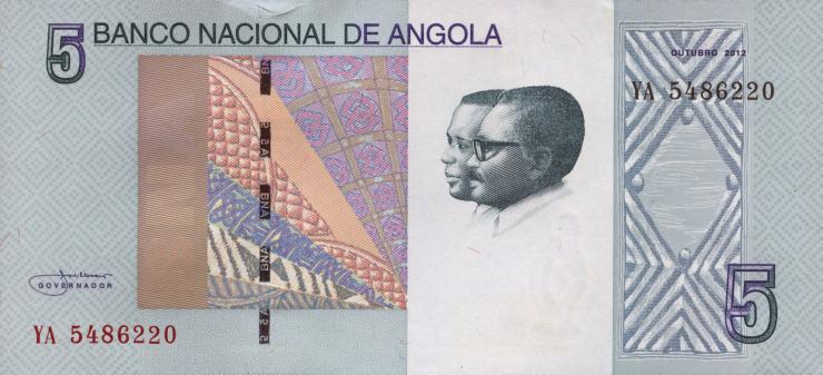 Angola P.151A 5 Kwanzas 2012 (2017) (1) 