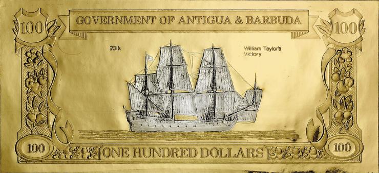Antigua & Barbuda P.CS5l 100 Dollars Gold/Silber-Banknote "Captain William Taylor and the Victory" 