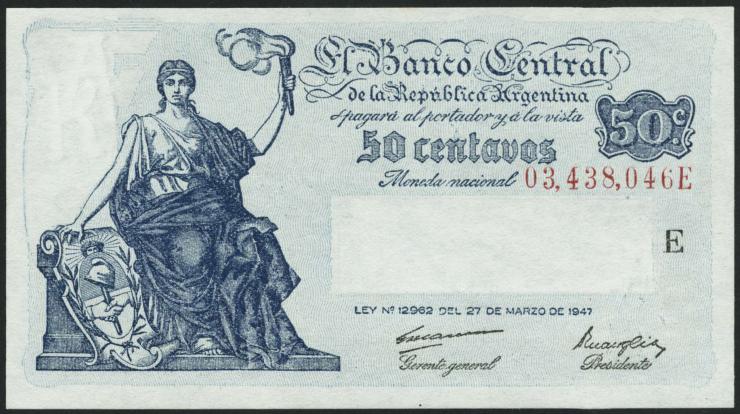 Argentinien / Argentina P.256 50 Centavos L.1947 (1) 