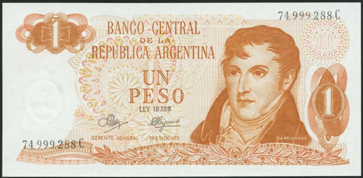 Argentinien / Argentina P.287 1 Peso (1970-73) (1) U.3 