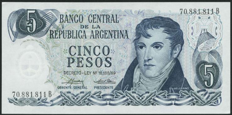 Argentinien / Argentina P.294 5 Pesos (1974-76) (1) 