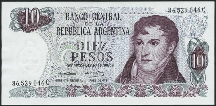 Argentinien / Argentina P.295 10 Pesos (1973-76) (1) U.1 