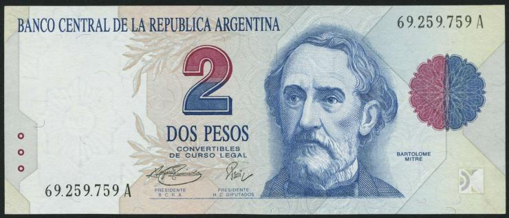 Argentinien / Argentina P.340b 2 Pesos (1992-1993) (1) 