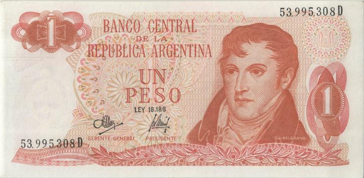 Argentinien / Argentina P.287 1 Peso (1970-73) (1) U.4 