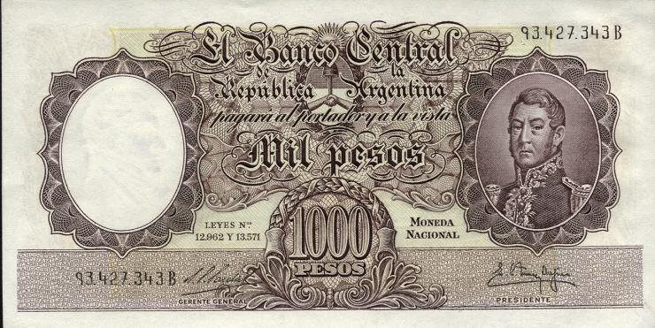 Argentinien / Argentina P.274 1000 Pesos (1955-65) U.6 (1/1-) 
