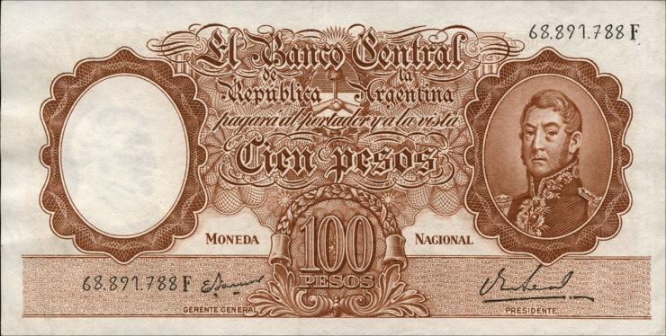 Argentinien / Argentina P.277 100 Pesos (1967-69) (2) 