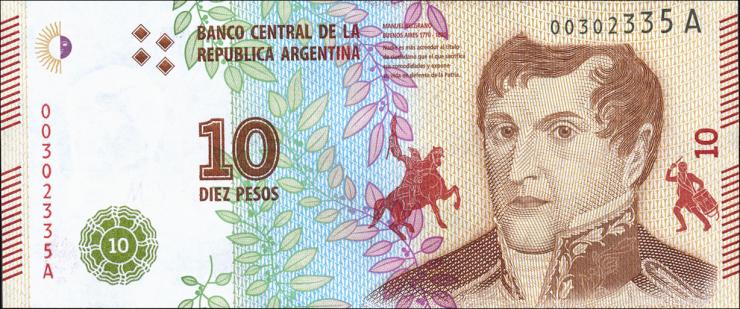 Argentinien / Argentina P.360a 10 Pesos (2016) Serie A (1) 