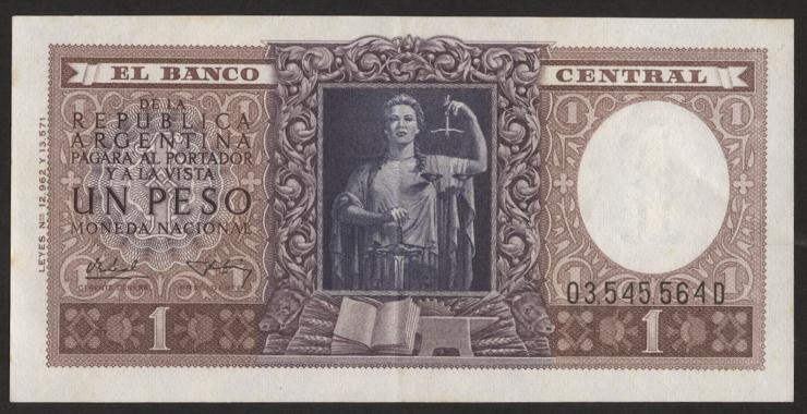 Argentinien / Argentina P.263 1 Peso (1956) (2) 