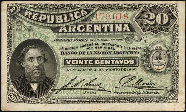 Argentinien / Argentina P.229 20 Centavos 1895 (2) 
