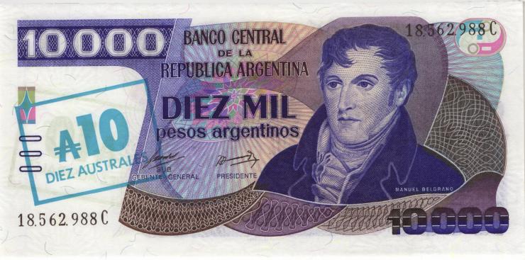Argentinien / Argentina P.322d 10 Australes (1985) auf 10000 Pesos (1) 