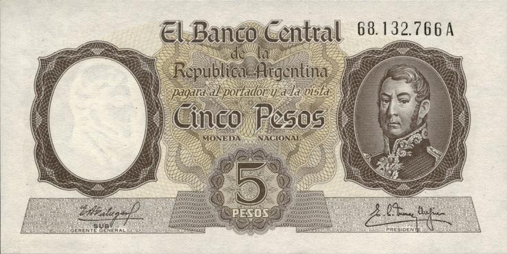 Argentinien / Argentina P.275b 5 Pesos (1960-62) (1) 