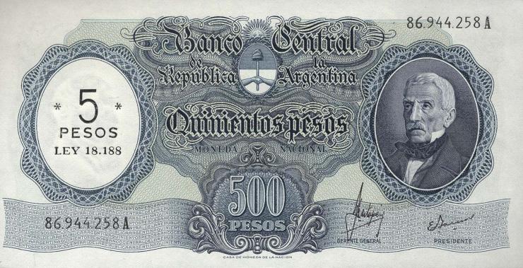 Argentinien / Argentina P.283 5 Pesos (1969-71) (1) 