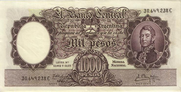 Argentinien / Argentina P.274 1000 Pesos (1955-65) (2) 