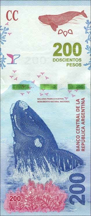 Argentinien / Argentina P.364b 200 Pesos (2017) Serie B (1) 