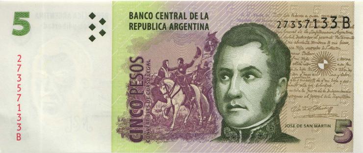 Argentinien / Argentina P.347 5 Pesos (1998-2003) U.2 (1) 