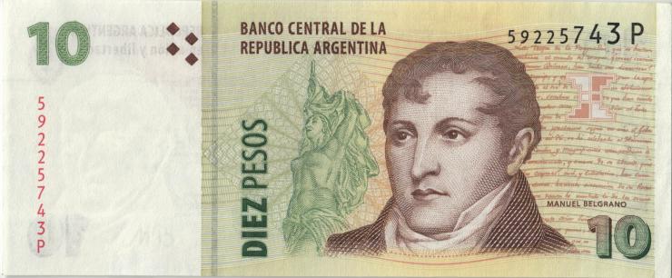 Argentinien / Argentina P.354b 10 Pesos (2003-2011) (1) 