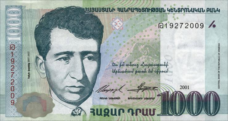 Armenien / Armenia P.50b 1000 Dram 2001 (1) 