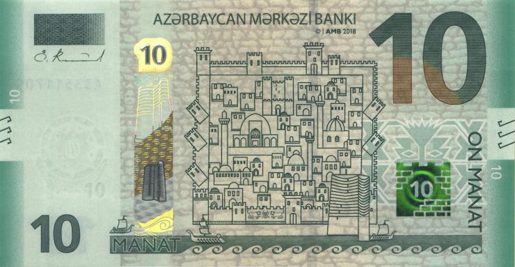 Aserbaidschan / Azerbaijan P.33 10 Manat 2018 (1) 