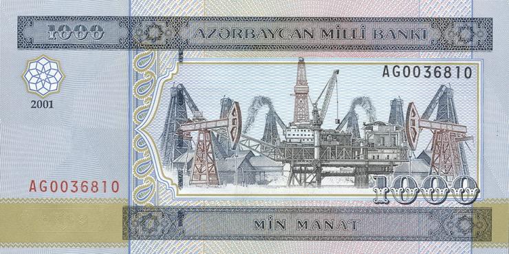 Aserbaidschan / Azerbaijan P.23 1000 Manat 2001 (1) 
