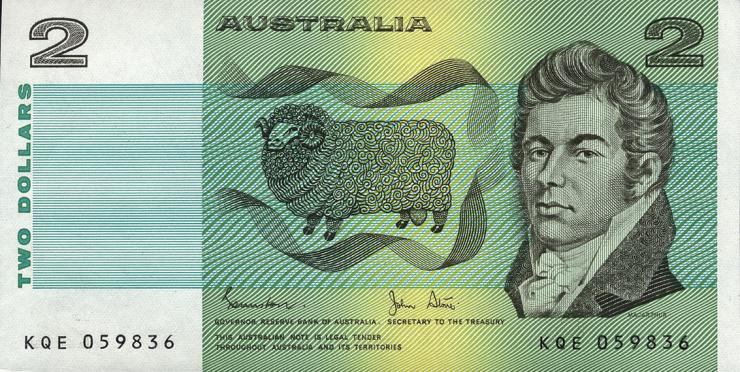 Australien / Australia P.43d 2 Dollars (1983) (1) 