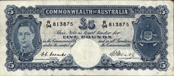 Australien / Australia P.27c 5 Pounds (1949) (3) 