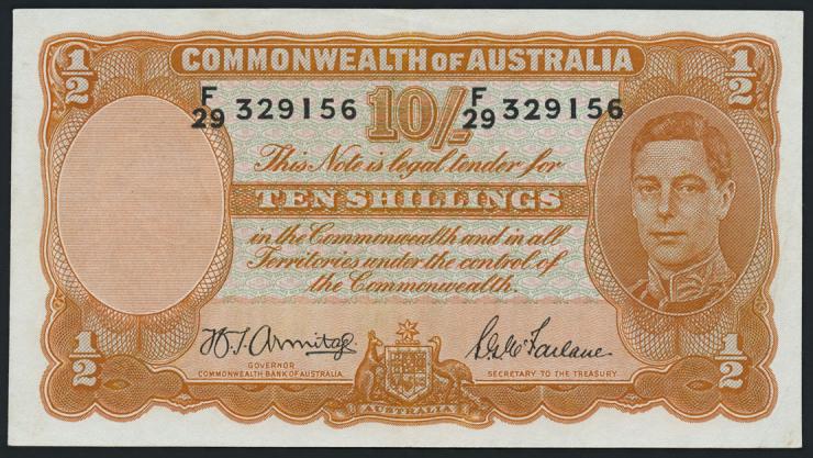 Australien / Australia P.25b 10 Shillings (1942). (2) 