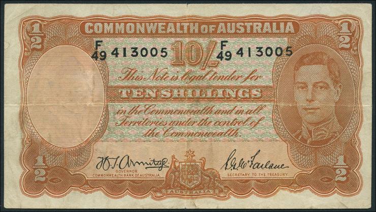 Australien / Australia P.25b 10 Shillings (1942) (3) 