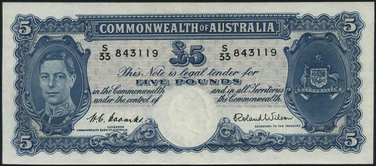 Australien / Australia P.27d 5 Pounds (1952) (1) 