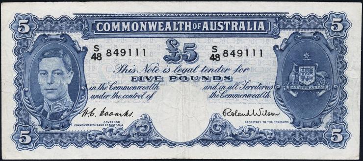 Australien / Australia P.27d 5 Pounds (1952) (3) 
