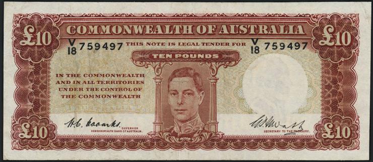 Australien / Australia P.28c 10 Pounds (1949) (3) 