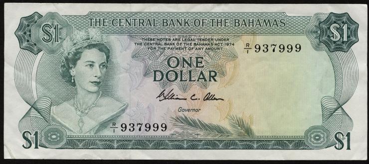 Bahamas P.35b 1 Dollar L.1974 (3) 