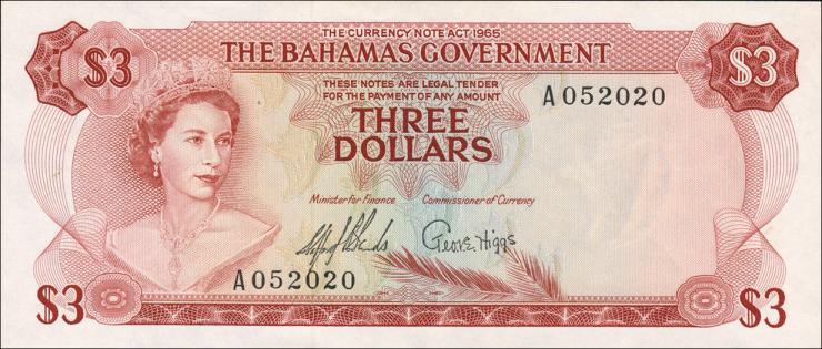 Bahamas P.19a 3 Dollars 1965 (1) 
