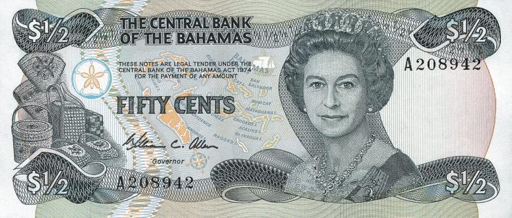 Bahamas P.42 50 Cents 1974 (1984) (1) 