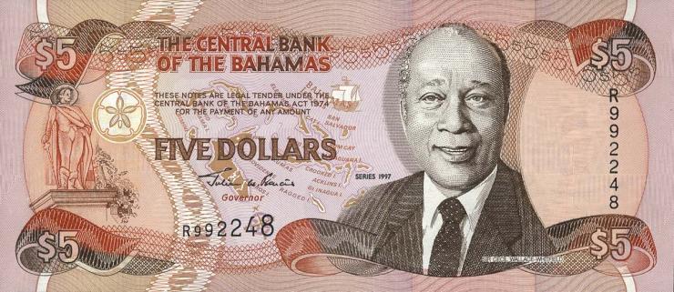 Bahamas P.63a 5 Dollars 1997 (1) 