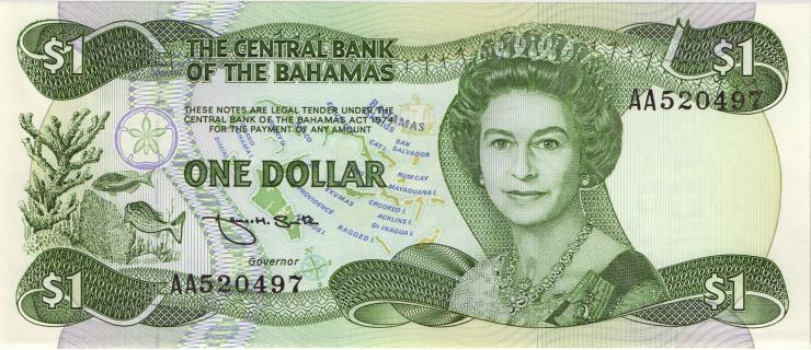 Bahamas P.43b 1 Dollar 1974 (1984) (1) 